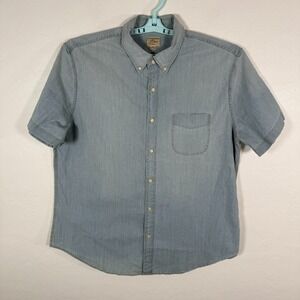 J Crew Shirt Mens XL Blue Denim Chambray Stretch Classic Fit Acid Wash Casual